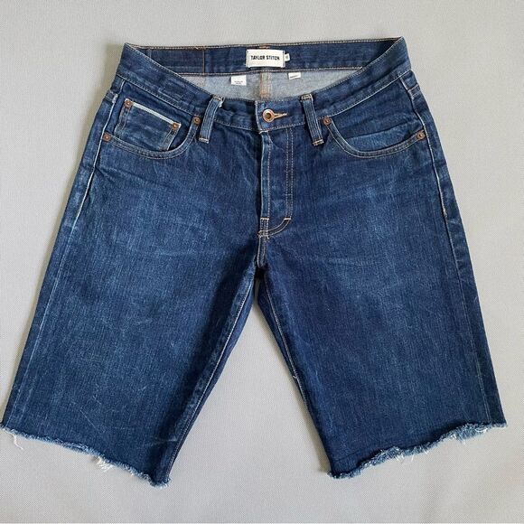 Taylor Stitch Democratic Cone Denim Indigo Dark Denim Frayed Jorts Shorts Sz 30 - Picture 1 of 13